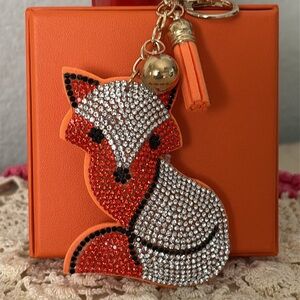 🦊 BLINGED OUT FOX BAG CHARM KEYCHAIN 🦊  NWT 🦊